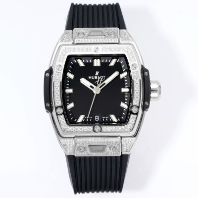 MS Factory Swiss Copy Hublot Spirit of Big Bang Diamond Case Black Face Watch 